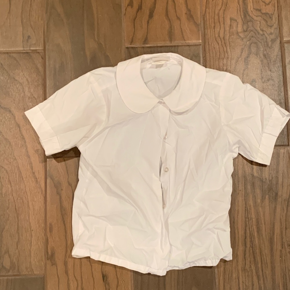 Flynn O’Hara White Short Sleeve Peterpan Blouse